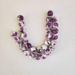 Splatter Coated Glass Bead Strands 10mm Beads, Jewelry Making, Destash